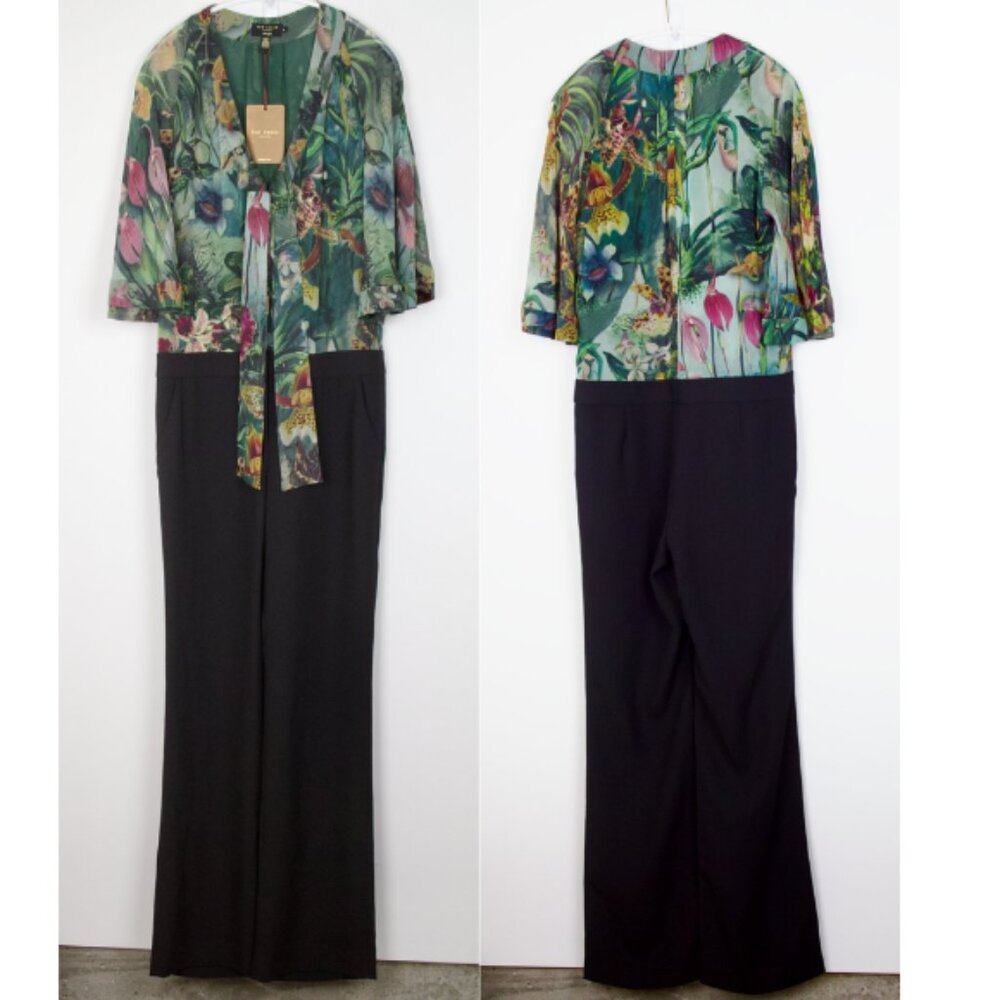 NWT Ted Baker Orchideen Print Jumpsuit | Bright Green | Size 6